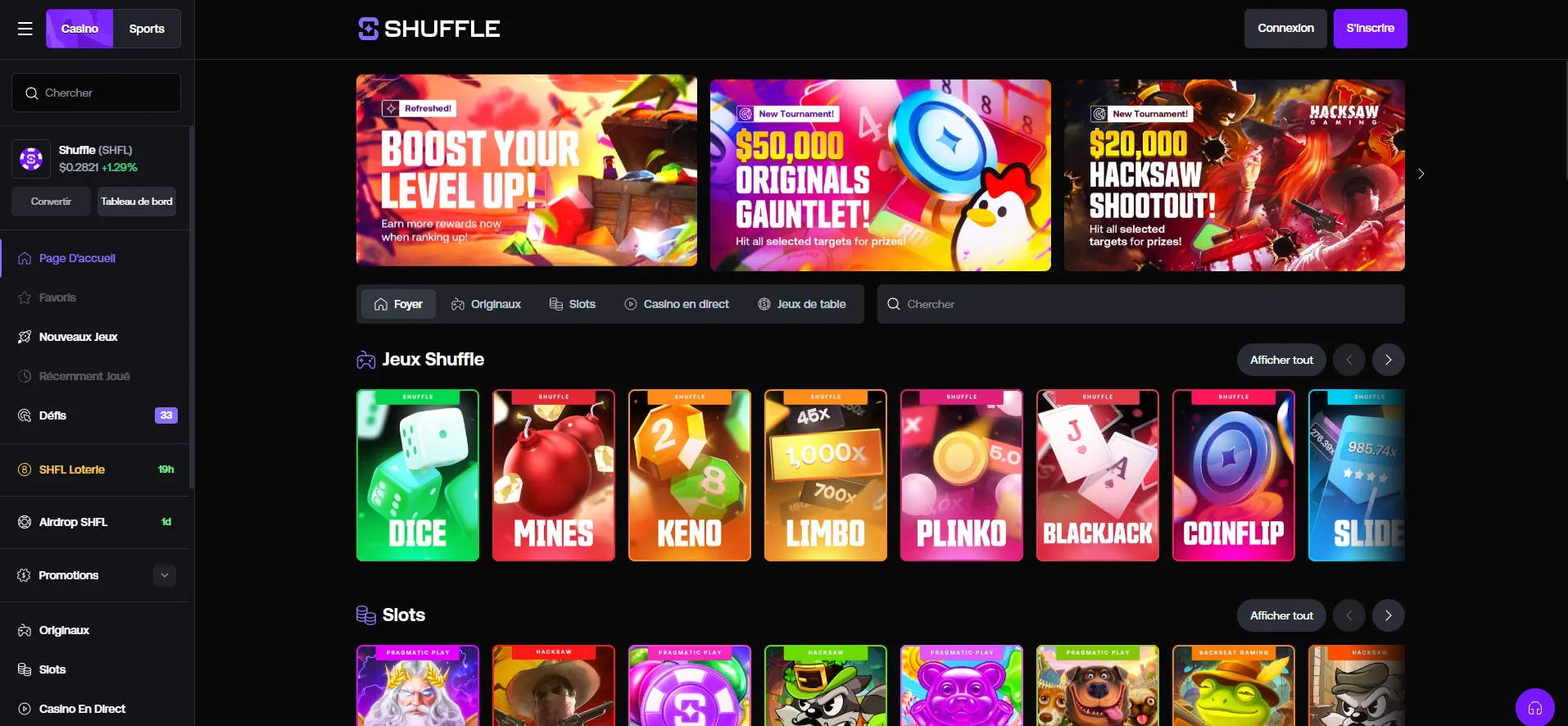 Shuffle Casino connexion